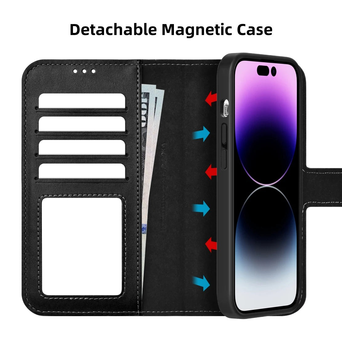 iPhone 15 Plus Magnetiskt Avtagbart Plånboksfodral - Elegant Skydd och Funktionalitet Phonefleet