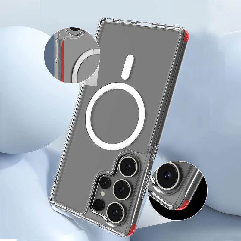 Samsung Galaxy S25 Ultra Transparent MagSafe skal – Stöttåligt & Antiyellowing Skydd Phonefleet