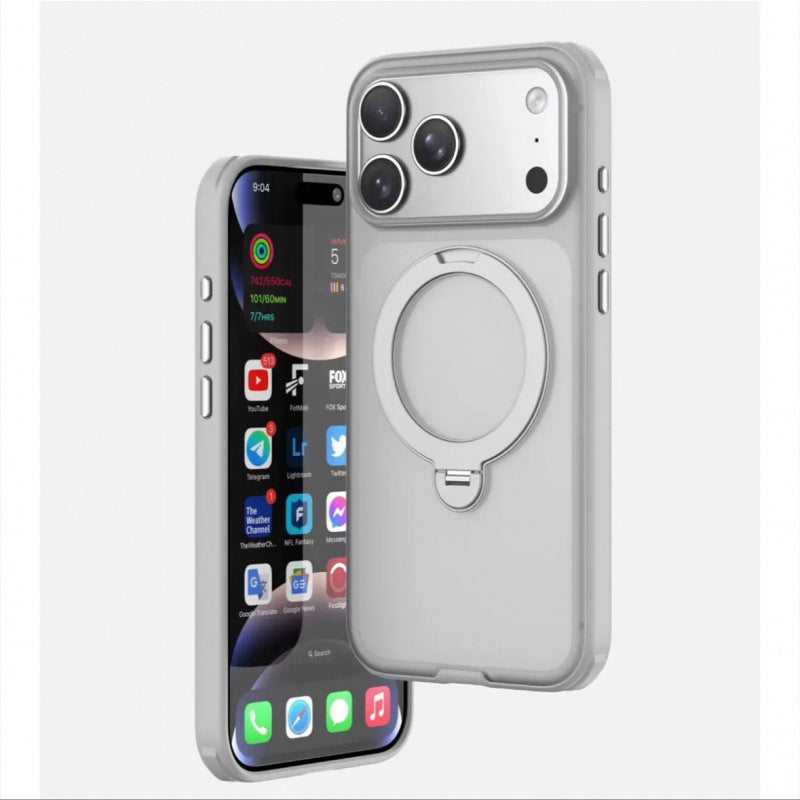iPhone 17 Pro / 18 Pro MagSafe Skal med Ställ – 360° Metallring Phonefleet