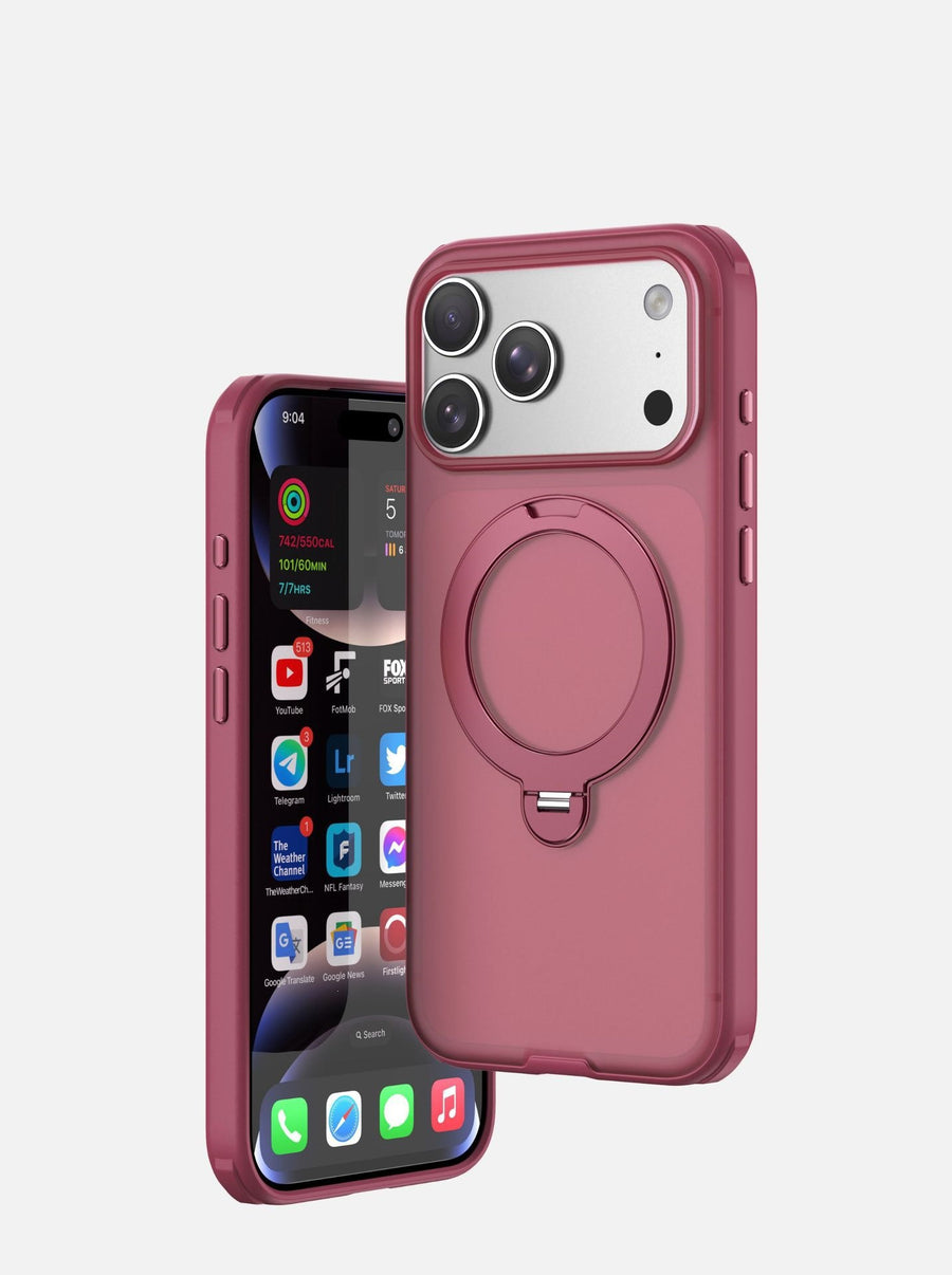 iPhone 17 Pro / 18 Pro MagSafe Skal med Ställ – 360° Metallring Phonefleet