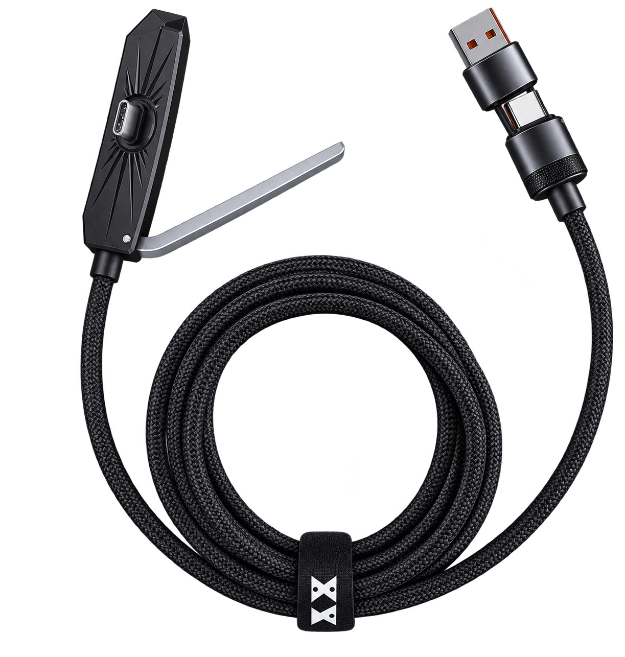 2-i-1 Snabbladdningskabel 65W med Integrerat Mobilställ – USB-A & USB-C till USB-C Phonefleet