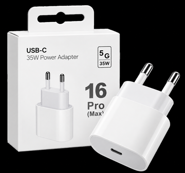 USB-C Snabbladdare 35W – Adapter med EU-kontakt för iPhone 13/14/15/16/17, Samsung & iPad