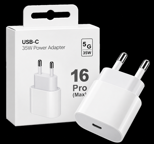 USB-C Snabbladdare 35W – Adapter med EU-kontakt för iPhone 13/14/15/16/17, Samsung & iPad Phonefleet