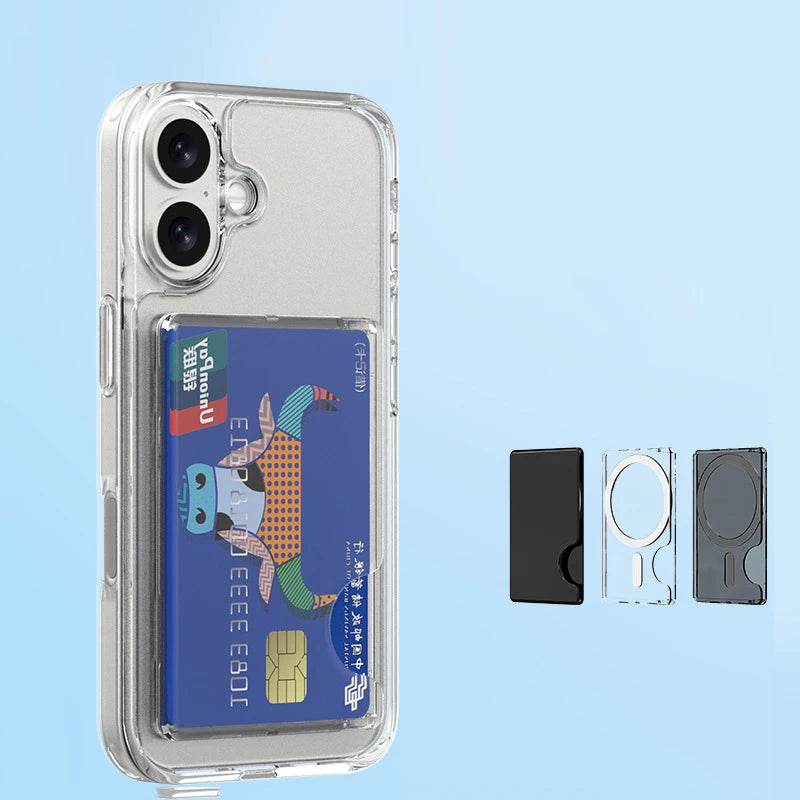 Transparent MagSafe korthållare – självhäftande plånbok för iPhone och Samsung Phonefleet