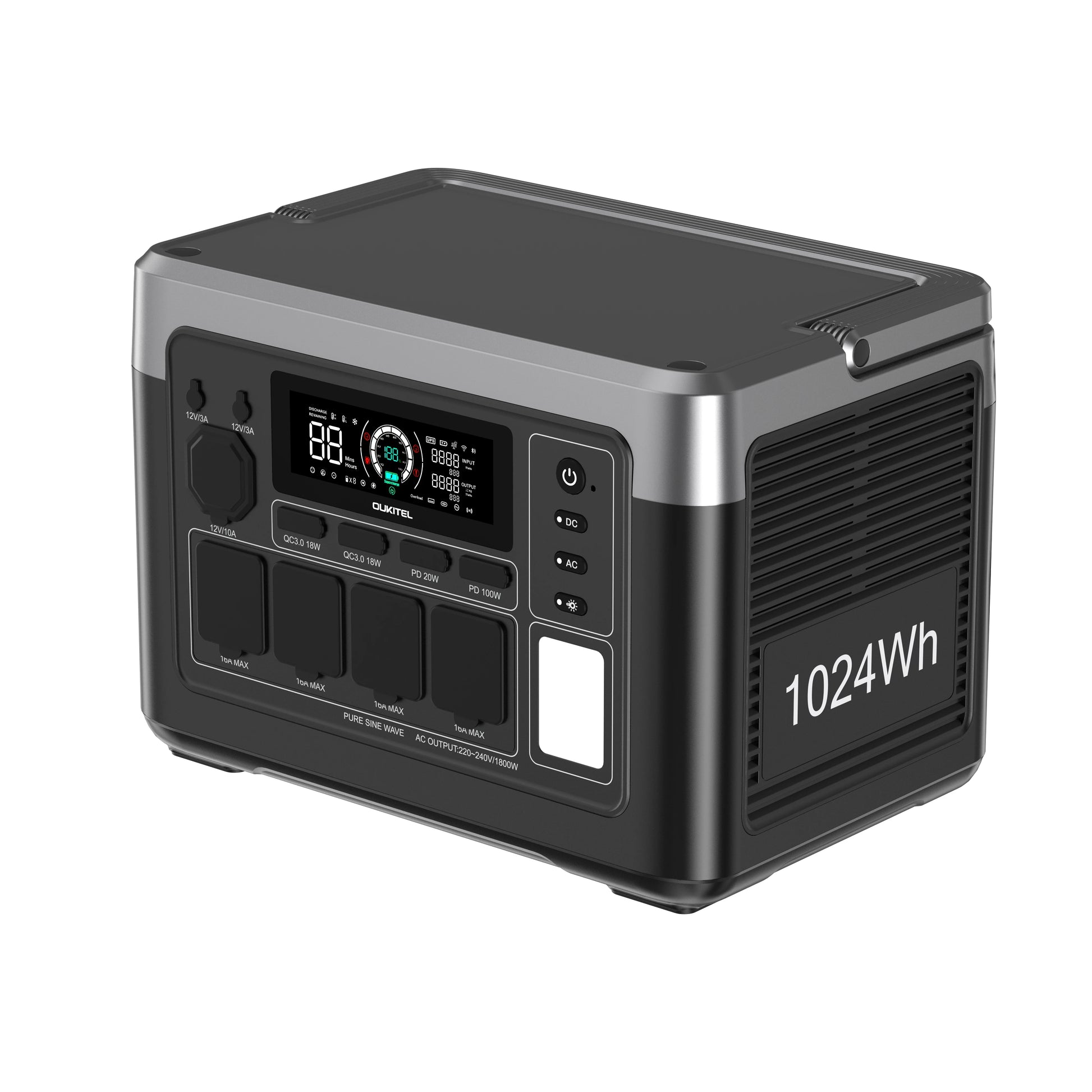 Oukitel P1000 Plus – 1800 W Bärbar Power Station (1024 Wh LiFePO₄) med Solcellsladdning, Appstyrning och Pure Sine Wave-teknik – Perfekt för Camping, Hem och Nödsituationer Phonefleet