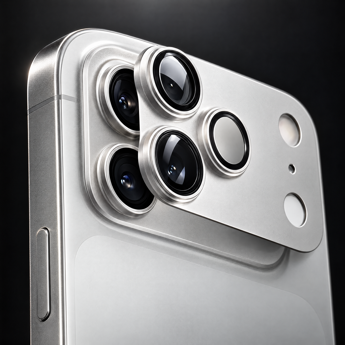 Kameraskydd i metall som täcker hela kameraön på iPhone 18 Pro