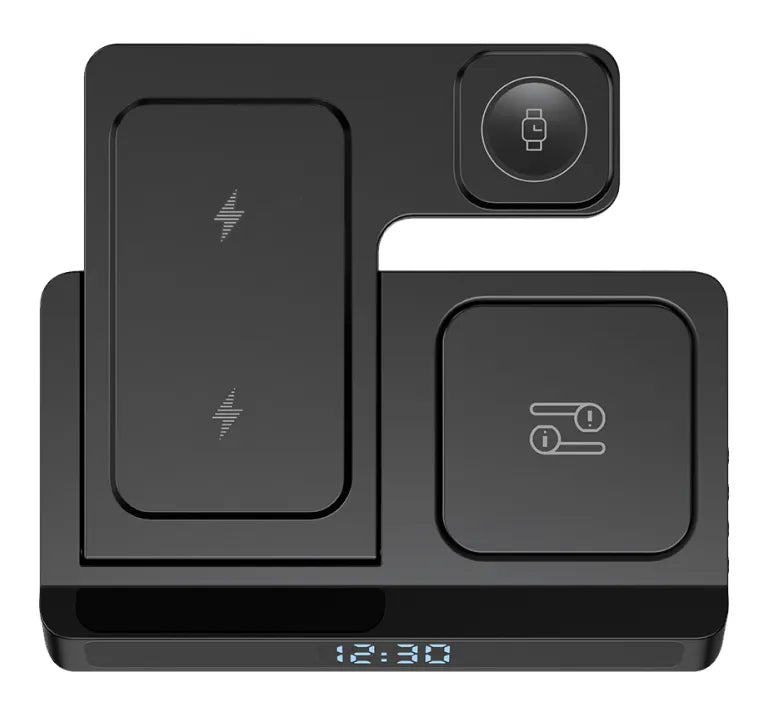 PowerHub 5 i 1 Trådlös laddstation med klocka och lampa för nattduksbordet Phonefleet