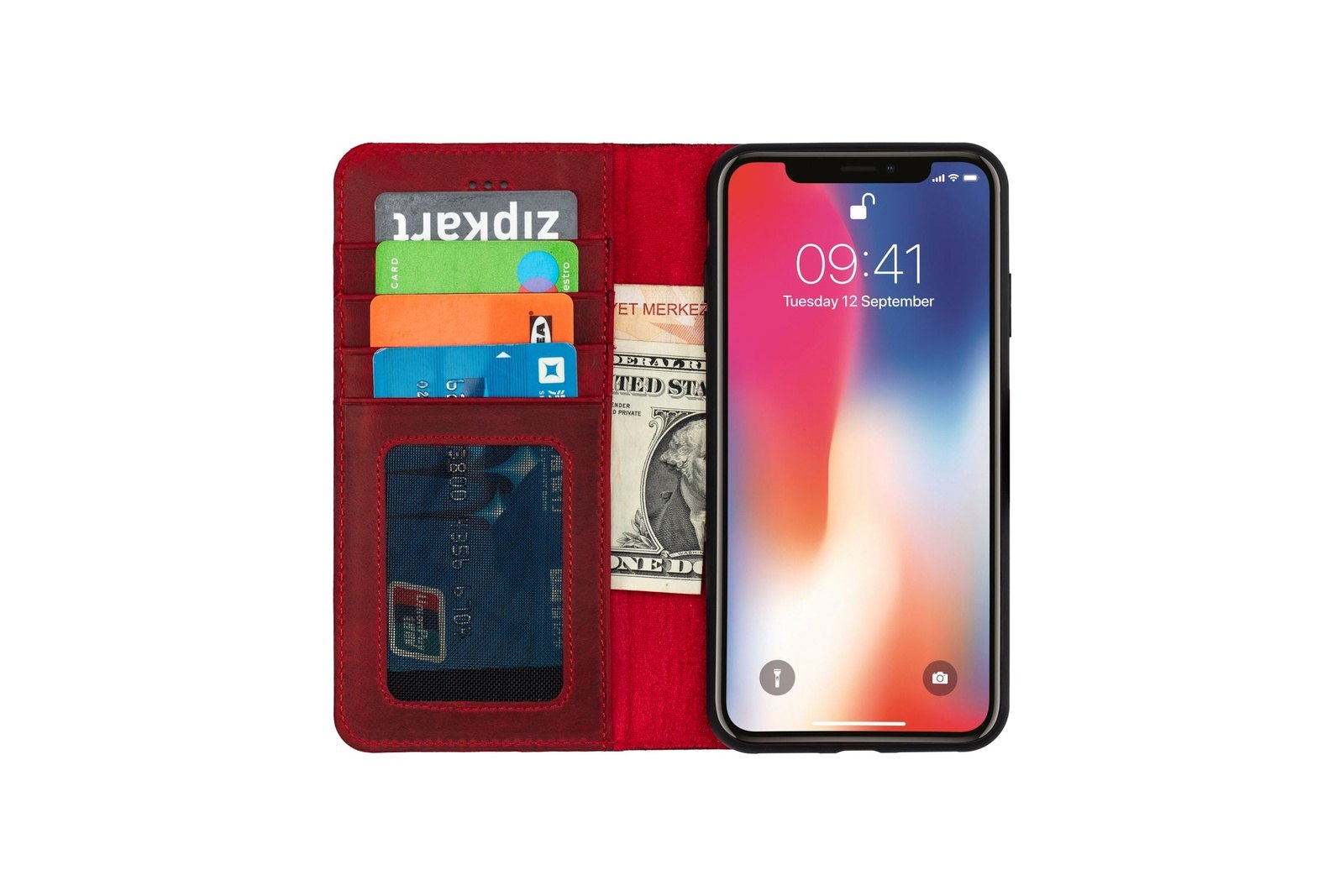 Läderfodral med magnet (iPhone 11 Pro/ 11 Pro Max) Röd