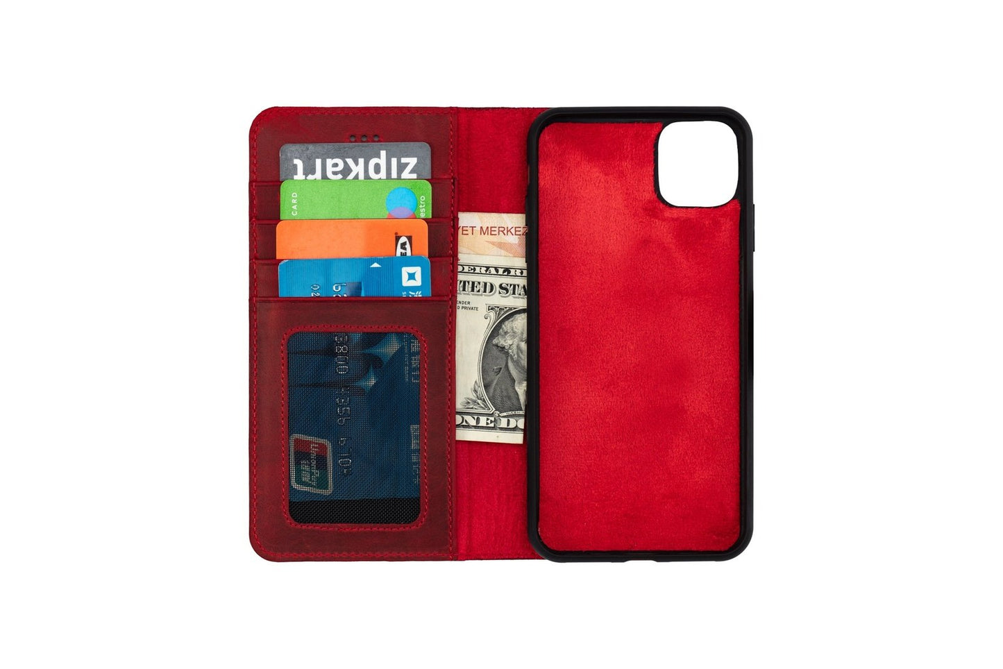 Läderfodral med magnet (iPhone 11 Pro/ 11 Pro Max) Röd